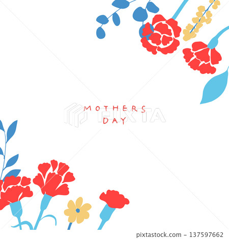 Mother's Day illustration. Mother's Day carnation and spring flower illustration set. Mother's Day illustration. Mother's Day carnation and spring flower illustration set. 137597662