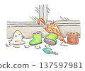 Illustration of a melting snowman 137597981