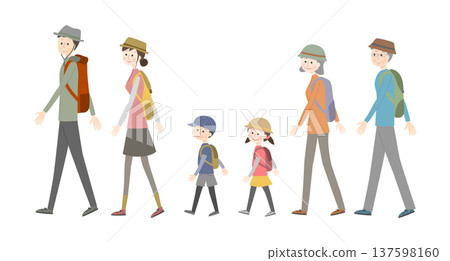 Three-generation family hiking Three-generation family hiking 137598160
