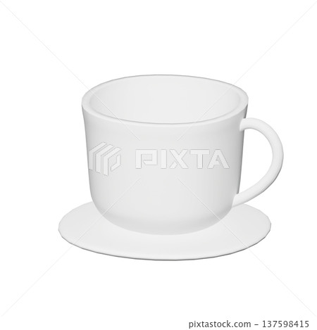 一個簡單的杯子和碟子的3D插圖 137598415