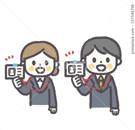 Illustration set of a cute and relaxed office worker male and female pair Illustration set of a cute and relaxed office worker male and female pair 137598706
