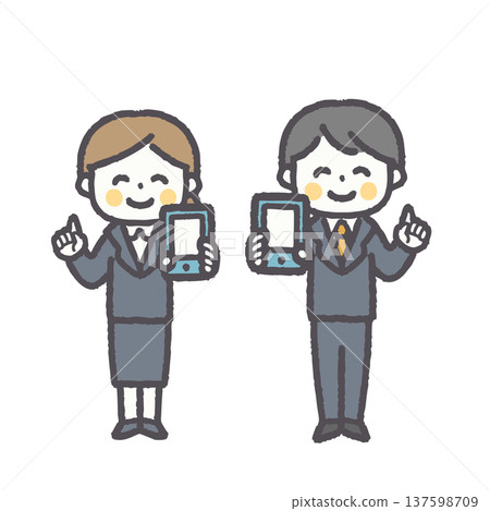 一組可愛又輕鬆的男女上班族插畫 137598709