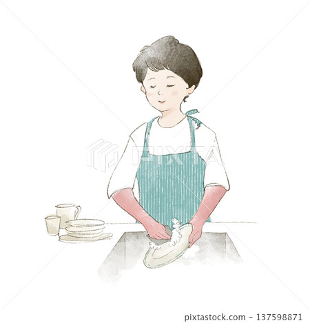 家庭主婦洗碗 家庭主婦洗碗 137598871