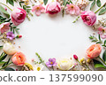 Botanical illustration, gentle background layout for invitations or cards. 137599090