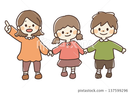 Illustration of children holding hands 137599296