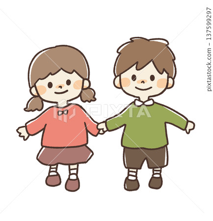 Illustration of children holding hands 137599297