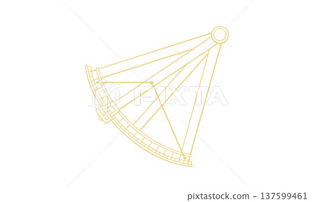 六分儀線描圖（金色六分儀和星座線，僅線條，無顏色） 137599461