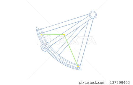 Color line drawing of Sextant (drawing of sextant and constellation lines) Color line drawing of Sextant (drawing of sextant and constellation lines) 137599463
