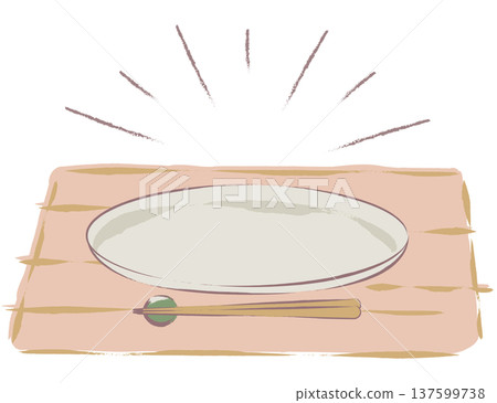 手繪的主圓盤和筷子插圖 手繪的主圓盤和筷子插圖 137599738