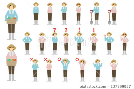 平面插畫：農夫男女（正面） 137599937