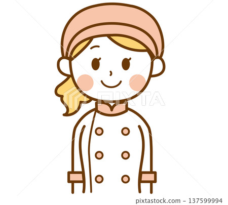 圖：一位面帶微笑、面向前方的麵包店女員工 137599994