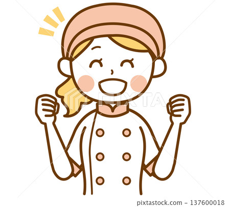 Illustration of a smiling female bakery staff member 137600018