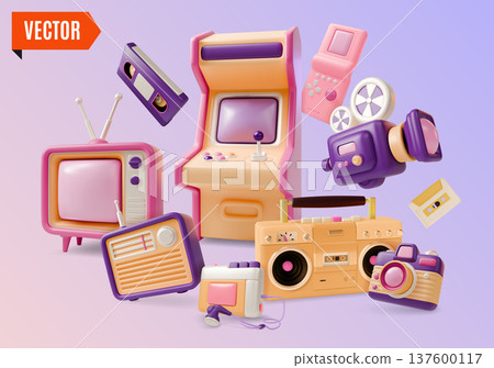 3d Rediscover Vintage Find Your Retro Treasure Shop Analog Vibes Concept Background Cartoon Design Style. Vector illustration 137600117
