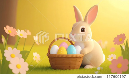 籃子裡的雞蛋和一隻兔子 137600197