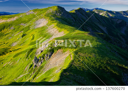 Mount Sugoroku, Mount Norikura, and Mount Ontake seen from Mount Maruyama in the Northern Alps Mount Sugoroku, Mount Norikura, and Mount Ontake seen from Mount Maruyama in the Northern Alps 137600270
