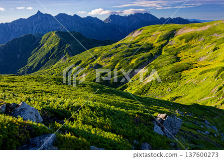 The ridgeline of Mt. Sugoroku and the Yari-Hotaka mountain range seen from Mt. Maruyama in the Northern Alps The ridgeline of Mt. Sugoroku and the Yari-Hotaka mountain range seen from Mt. Maruyama in the Northern Alps 137600273