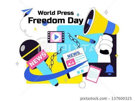 World Press Freedom Day Vector Illustration With Journalism Media, Microphone, Camera, Newspaper, And Free Speech Communication Background World Press Freedom Day Vector Illustration With Journalism Media, Microphone, Camera, Newspaper, And Free Speech Communication Background 137600325