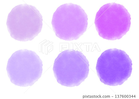 紫色水彩圓圈插畫素材套裝 137600344
