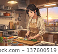 Young woman cutting vegetables in the kitchen 137600519