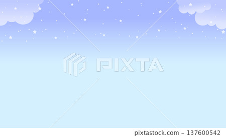 夢幻可愛的星空與雲朵，淡藍色漸變背景素材 137600542