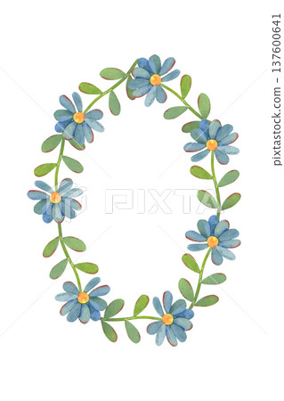 Number zero made of small blue flat flowers, watercolor isolated on white background. Perfect for birthday invitations, anniversary designs, baby milestones, greeting cards, posters, festive branding Number zero made of small blue flat flowers, watercolor isolated on white background. Perfect for birthday invitations, anniversary designs, baby milestones, greeting cards, posters, festive branding 137600641