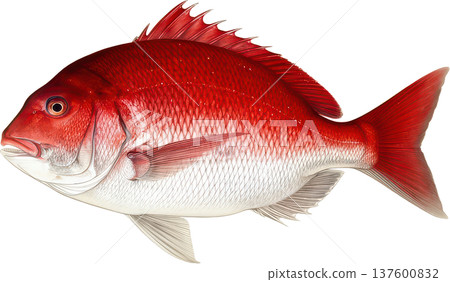 一幅栩栩如生的鮮紅色鯛魚插圖 一幅栩栩如生的鮮紅色鯛魚插圖 137600832