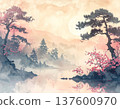 Japanese landscape Japanese style illustration 137600970
