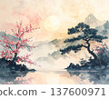 Japanese landscape Japanese style illustration 137600971