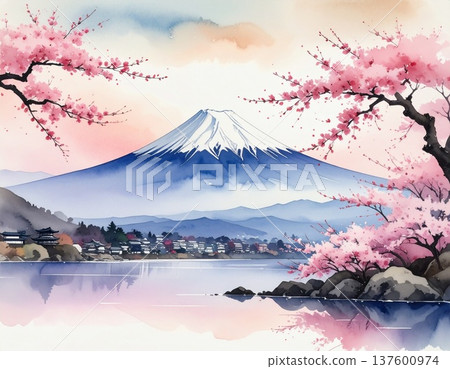 Japanese landscape Japanese style illustration 137600974