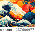 Japanese landscape Japanese style illustration 137600977