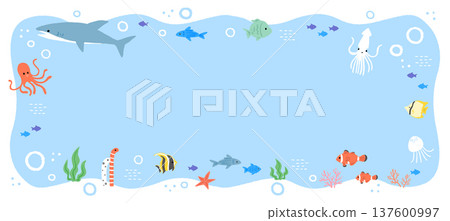 海洋生物的插圖框架 海洋生物的插圖框架 137600997