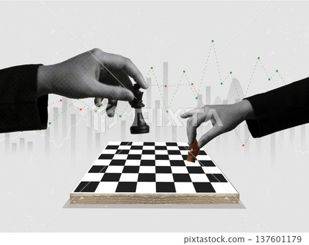 Collage of strategic chess moves in a competitive environment. Collage of strategic chess moves in a competitive environment. 137601179