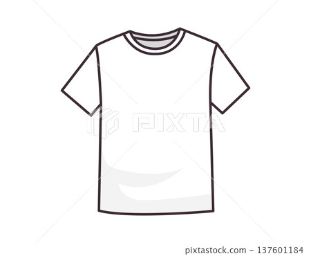 Simple white t-shirt illustration with a clean design and outline 137601184