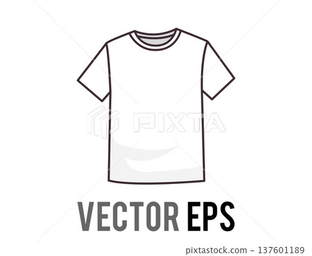 Simple white t-shirt illustration with a clean design and outline Simple white t-shirt illustration with a clean design and outline 137601189
