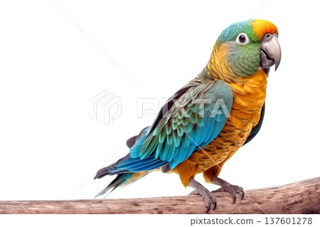 Colorful tropical parrot isolated in white background 137601278