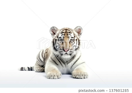white tiger. Isolated over white background with shade white tiger. Isolated over white background with shade 137601285
