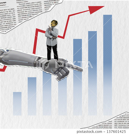 Collage illustrating technological influence on financial growth. Collage illustrating technological influence on financial growth. 137601425