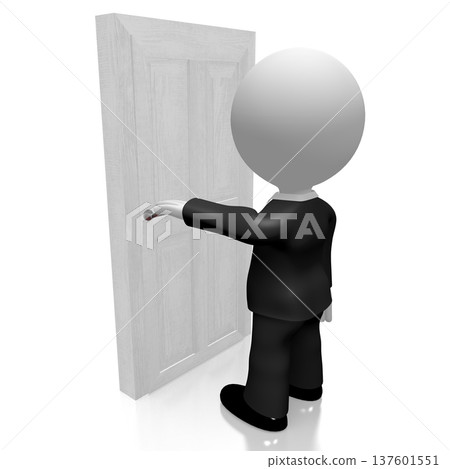 3D businessman opening door 3D businessman opening door 137601551