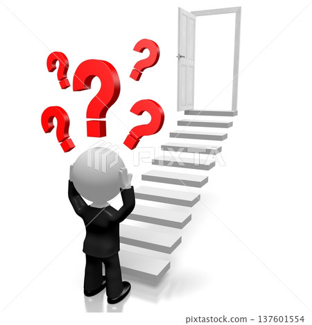 3D businessman, question marks 137601554