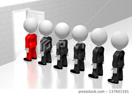 3D businessmen standing in queue 3D businessmen standing in queue 137601591