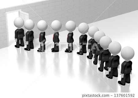 3D businessmen standing in queue 3D businessmen standing in queue 137601592