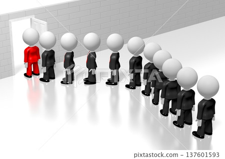 3D businessmen standing in queue 3D businessmen standing in queue 137601593