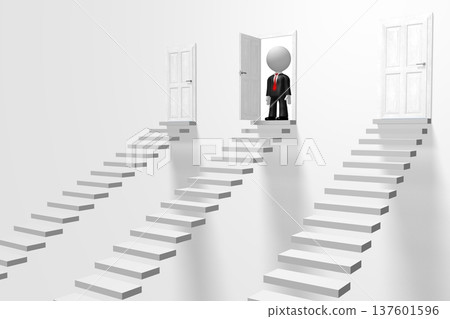 3D steps concept, businessman 3D steps concept, businessman 137601596