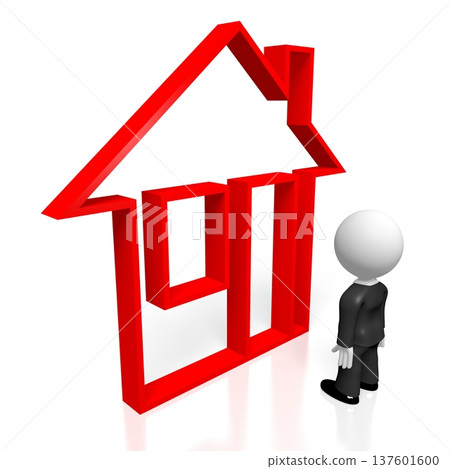 3D house illustration - businessman 3D house illustration - businessman 137601600