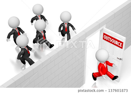 3D outsource concept, businessmen 137601873