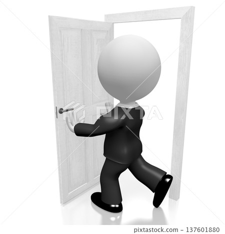 3D businessman opening door 137601880