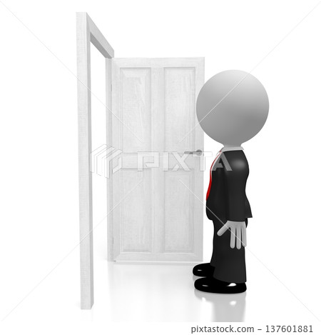 3D businessman opens a door 137601881