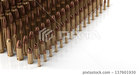 Large Group of various Bullets on white Surface - 3d illustration Large Group of various Bullets on white Surface - 3d illustration 137601930