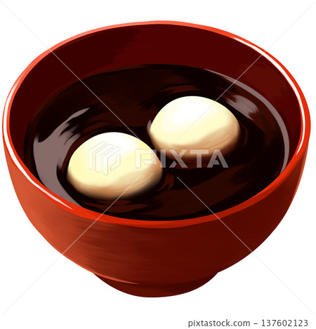 Illustration material of Japanese sweets with rice cakes and red bean soup Illustration material of Japanese sweets with rice cakes and red bean soup 137602123