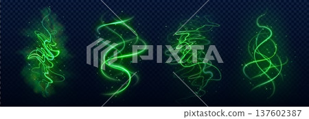 Magic smoke spell swirls, glowing light effects 137602387